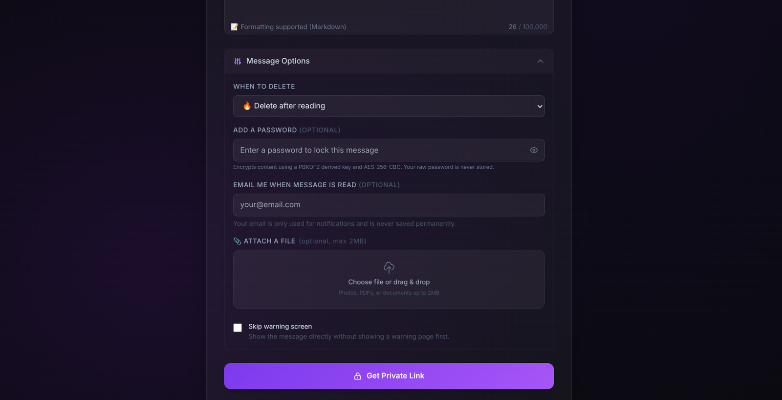 Glofora View Once Message Options
